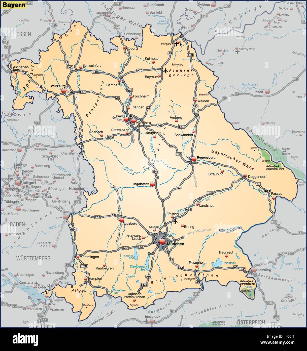 Verkehr, Transport, Bayern, Autobahn, Autobahn, Karte, Staat