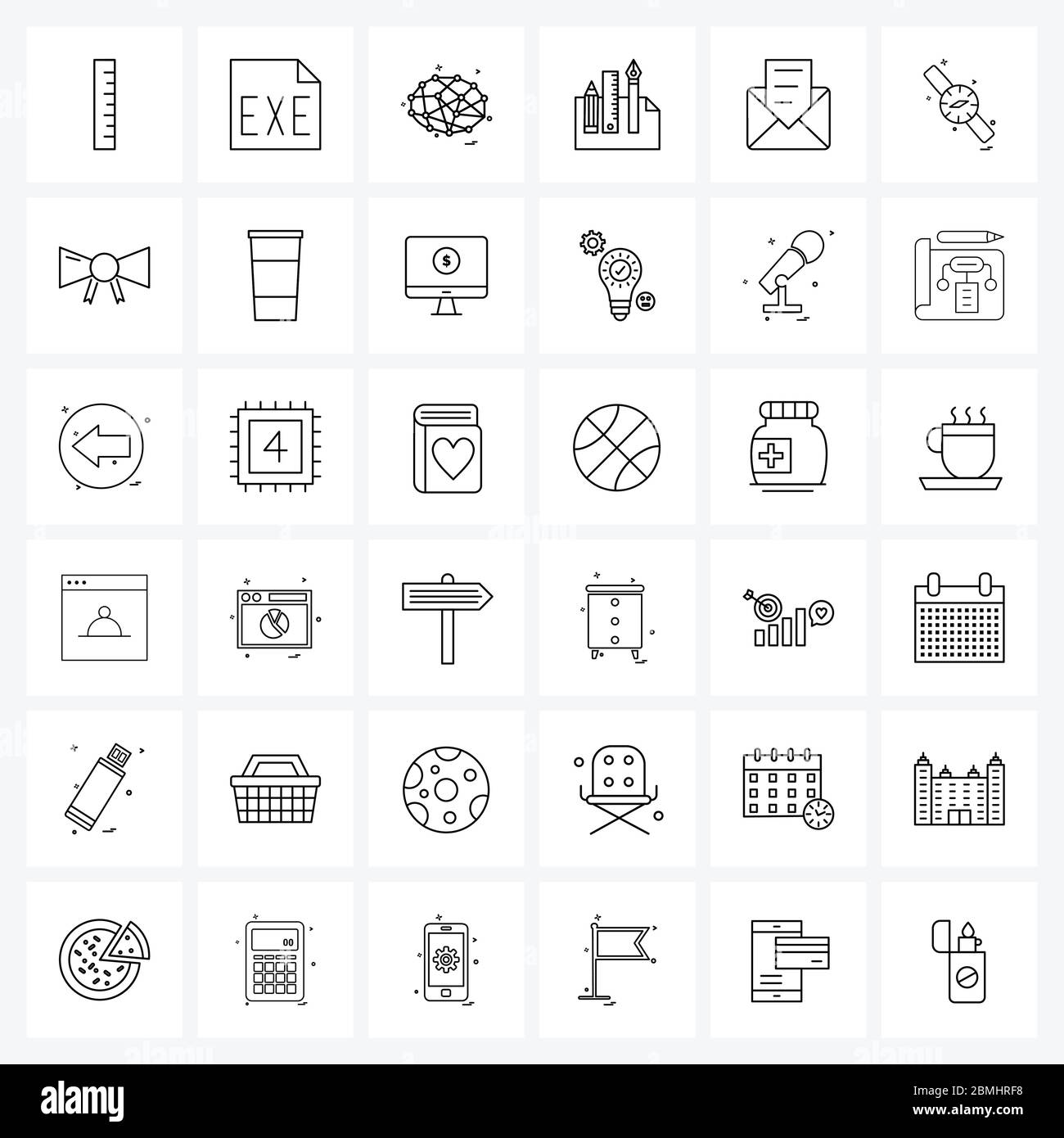 Isolierte Symbole Set von 36 einfachen Linien Symbole von Brief