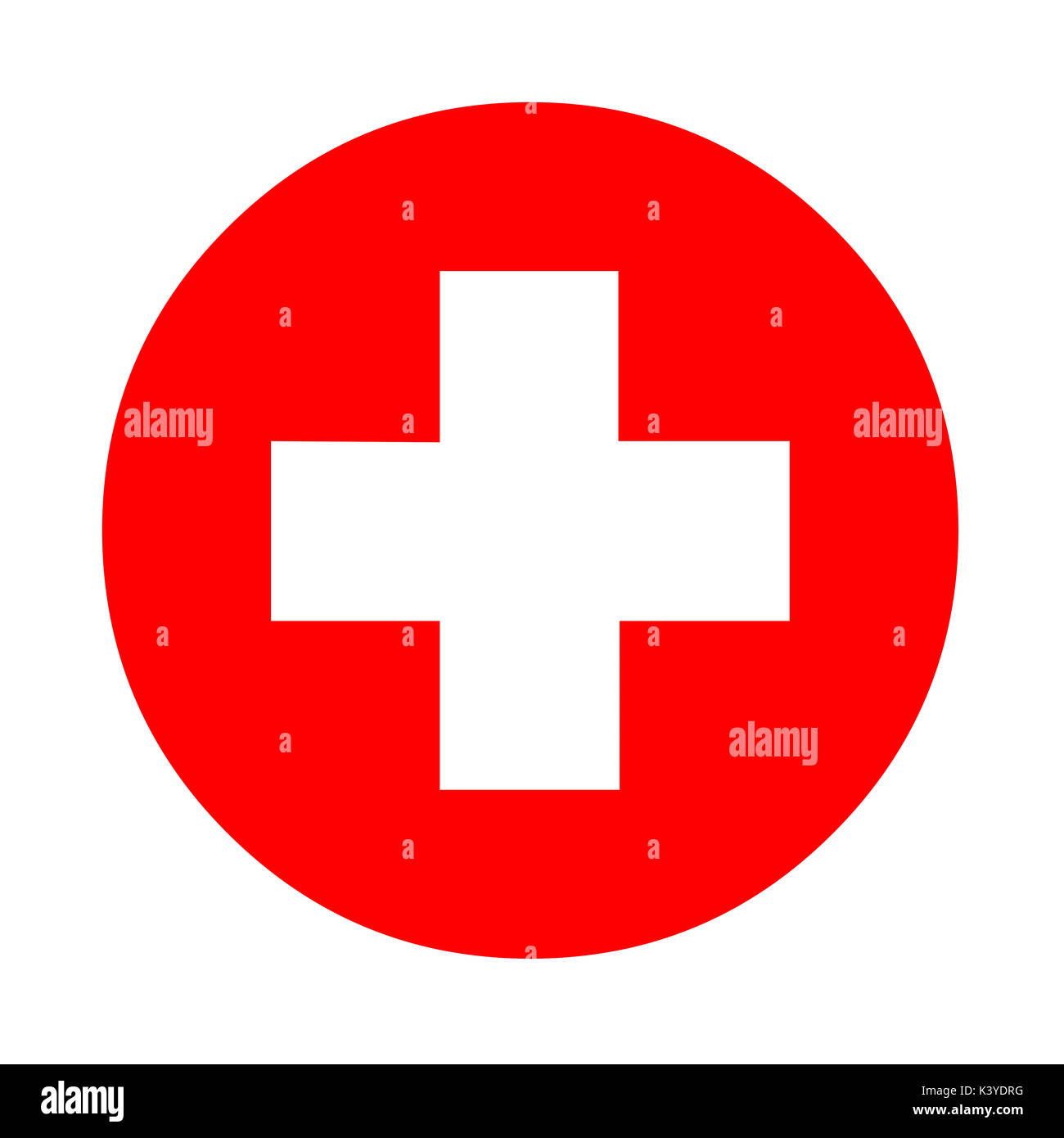 Medizinische Weißes Kreuz Symbol In Einem Roten Kreis Stockfotografie
